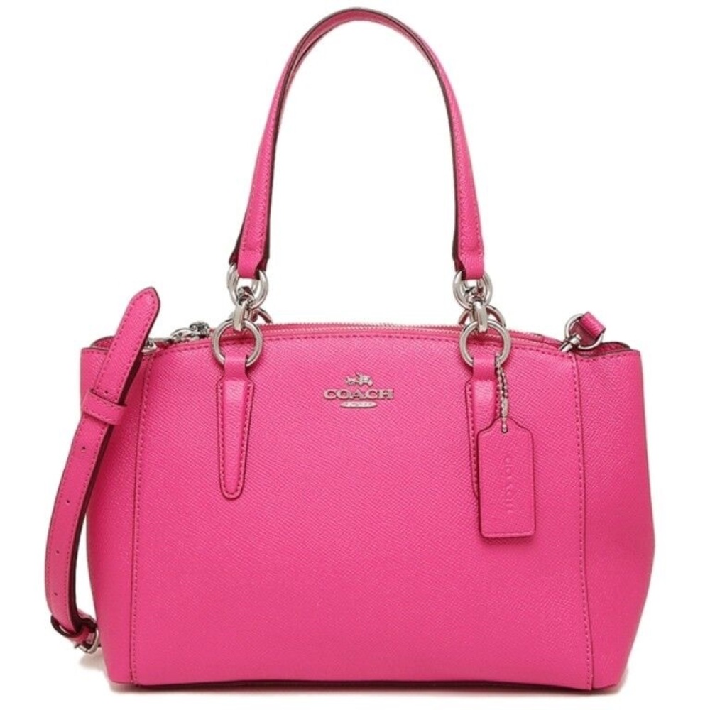 Coach Christie Carryall Crossgrain Leather Satchel Pink Crossbody Bag